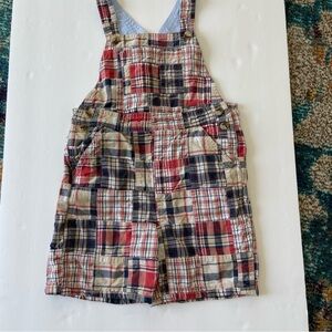 Janie and Jack Madras Plaid Quilt patchwork overalls - 3T - EUC